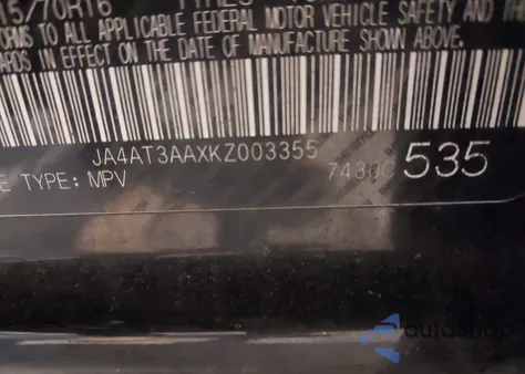 2019 Mitsubishi Eclipse Cross Es из США, поврежденный, VIN JA4AT3AAXKZ003355